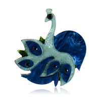 oi bright blue peacock shape brooches acrylic animal brooches for women men children suit scarf hat pins jewelry holiday gifts