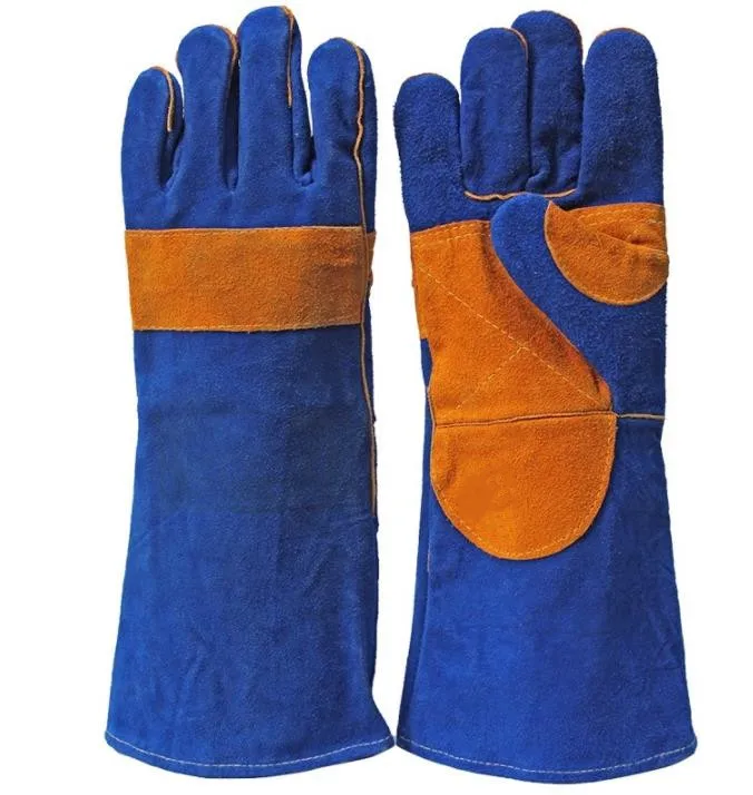 13-16 Inches Leather Forge Welding Gloves Heat Fire Resistant Grill Fireplace Furnace Stove Pot Holder Tig Welder Mig BBQ Gloves