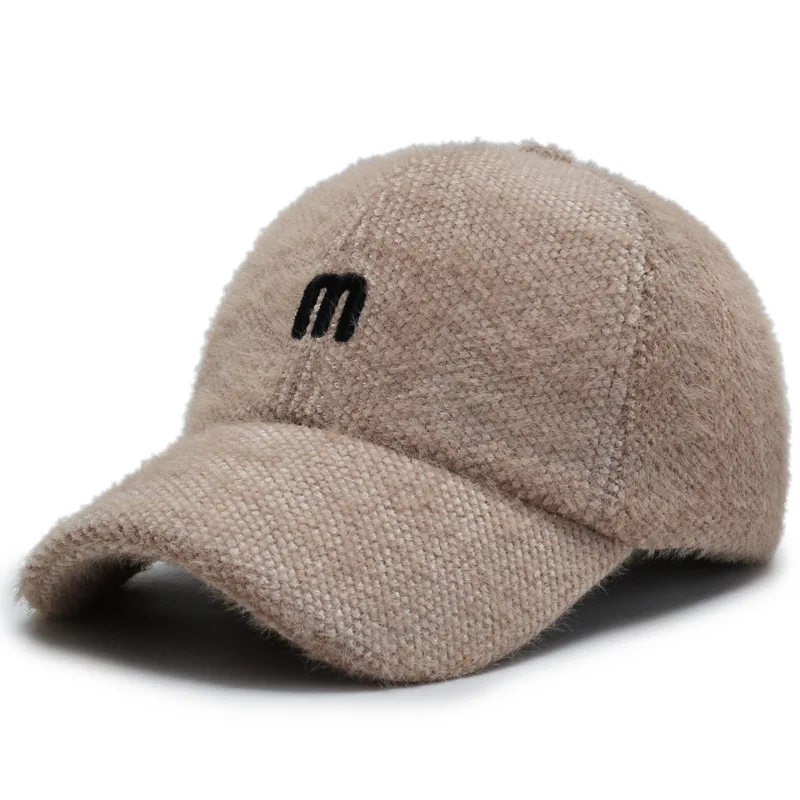 Плотная Женская бейсбольная кепка модная вышивка буквы м шапки теплая зимняя