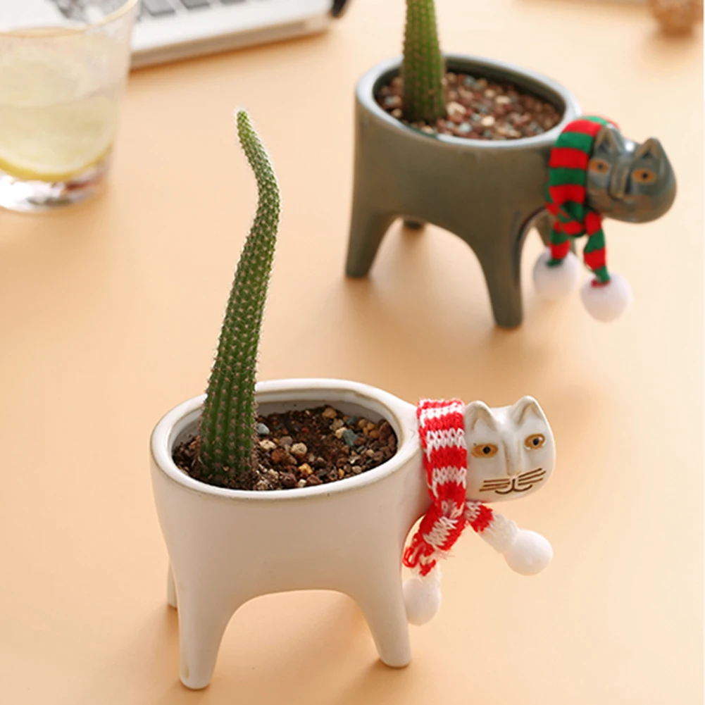 

Cartoon Cat Shape Ceramic Succulent Plant Pot Ornaments Ornaments Flower Pot Container Flowerpot Green Garden Home Decoration