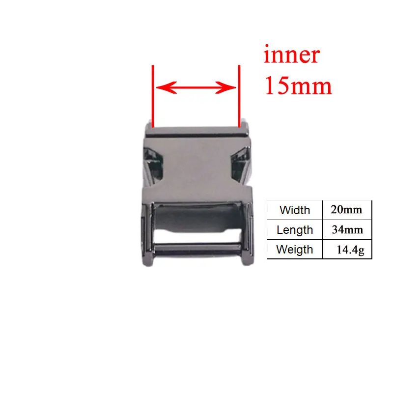 15 мм черный пистолет (металлическая пряжка + Регулируемая D-образное кольцо