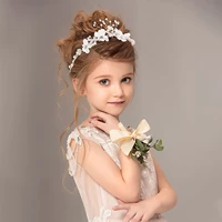 tb017 exquisite wedding flower girl hairband crystal rhinestone white butterflies headpiece child pageant birthday accessories