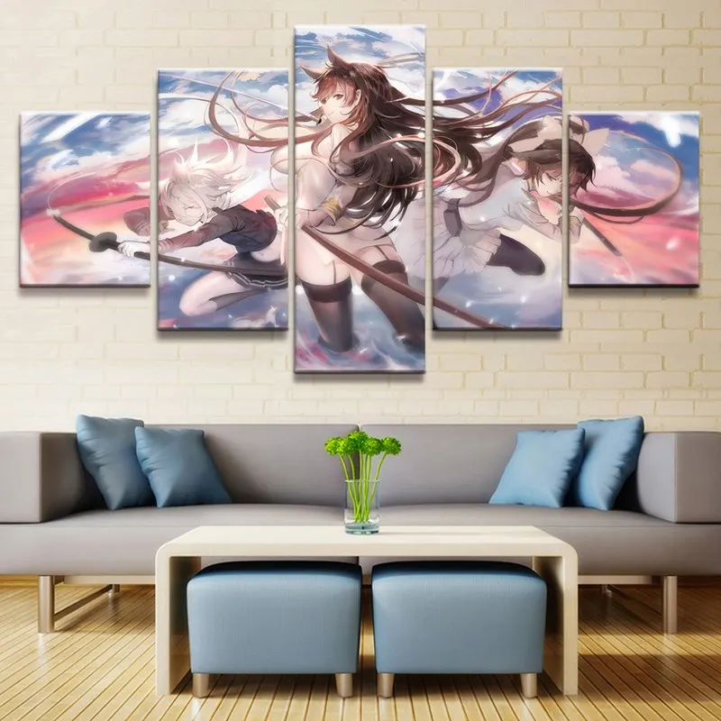 

5 шт., модульные аниме картины для украшения стен гостиной