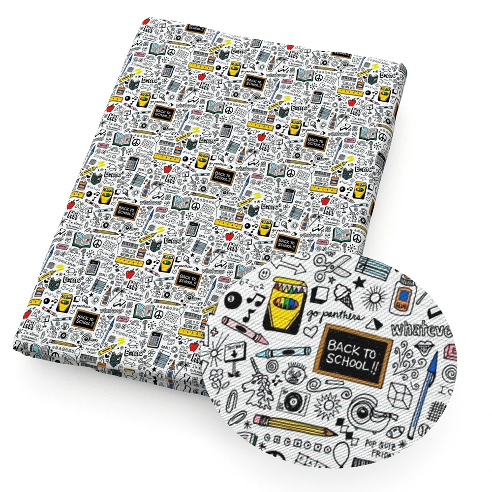 50*145 см Back to School принты с героями из мультфильма полиэфир хлопчатобумажной ткани