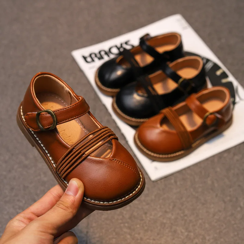 

2021 spring new Korean version of retro small children's soft sole shoes princess shoes baby toddler shoes kids GS03