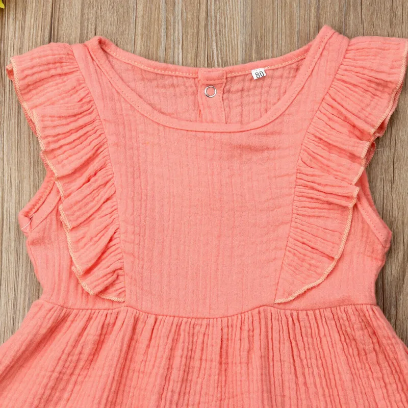 Модное детское однотонное праздничное платье принцессы с рюшами для маленьких