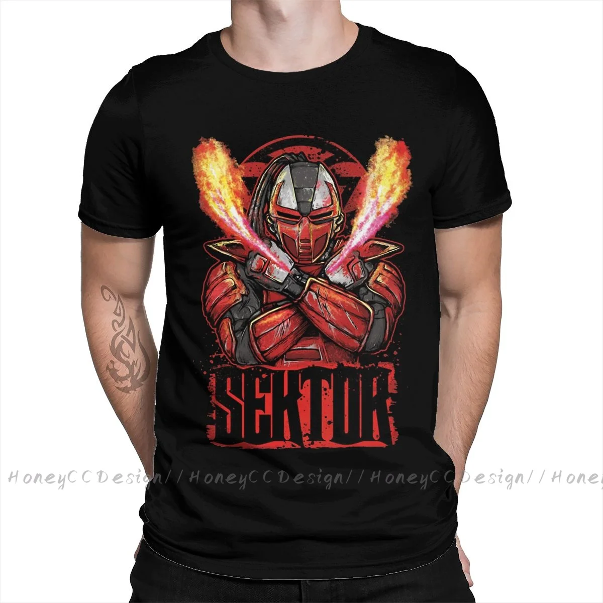 

T-Shirt Men Top Quality 100% Cotton Short Summer Sleeve Sektor Mortal Kombat Casual Shirt Loose