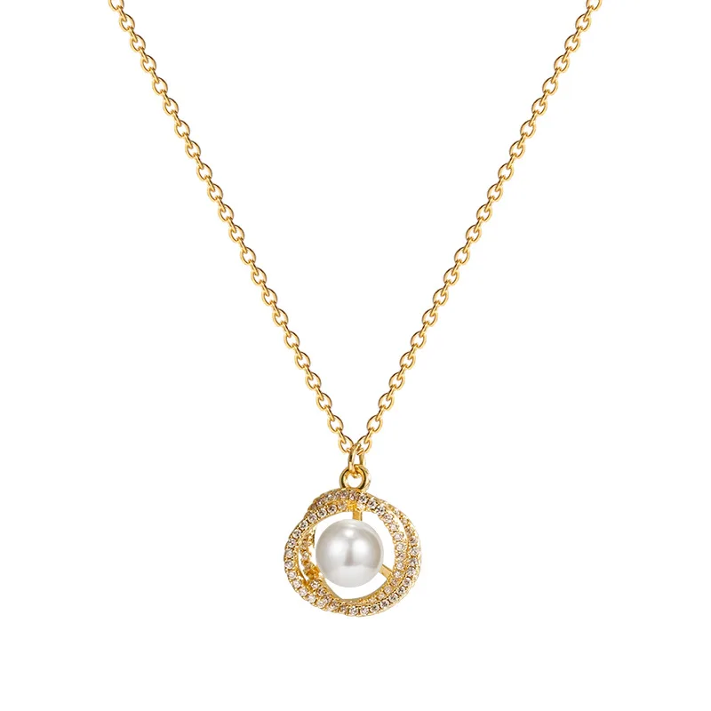 

Simple Light Luxury Titanium steel Pearl Necklace with Small Pearl Pendant Necklace with Minimalist Jewelry Necklace for Women