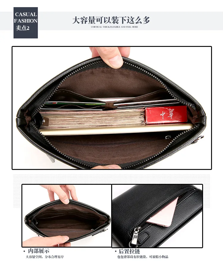 

New Design Men's Day Clutch Soft Envelop Bag Big Capacity Handbag Messenger Bag Male Travel Bag iPad Case