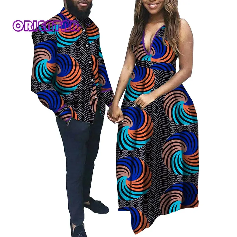 2020 африканская одежда для пар Мужская рубашка и Африканская женская Африканский