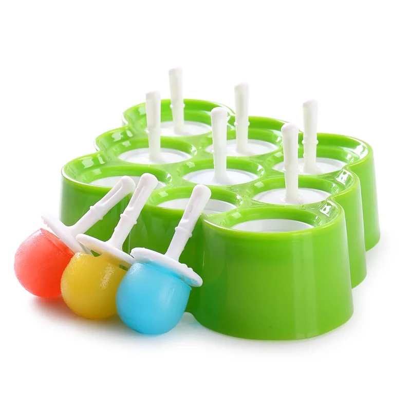 

New Silicone Mini Ice Pops Mold Ice Cream Mold Ice Ball Lolly Maker Popsicle Molds with 9 Sticks