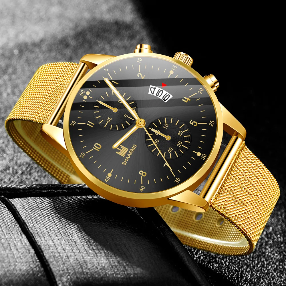 Роскошные бизнес Брендовые мужские спортивные часы золотые полностью Стальные