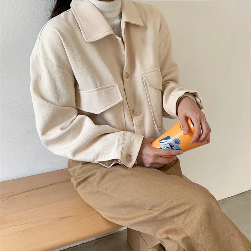 

Vintage Women Cotton Short Jackets 2021 Spring-Autumn Fashion Ladies Coats Elegant Girls Chic Outerwear