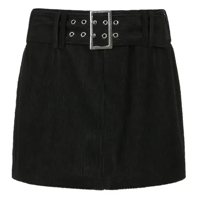 

Woman's New Mid-waist Belt Slim Fit Bag Hip Retro Corduroy Short Skirt Female Fashion All-match Harajuku Skirt Spring Summer