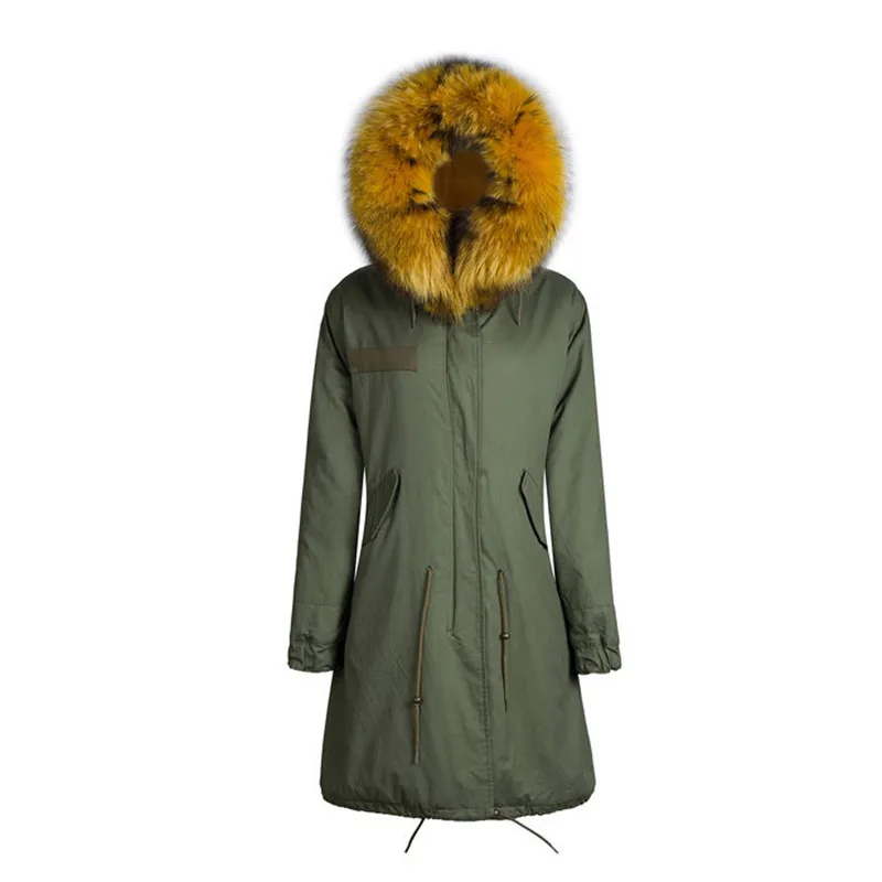 Настоящая желтая меховая новая парка стильное пальто с меховым капюшоном