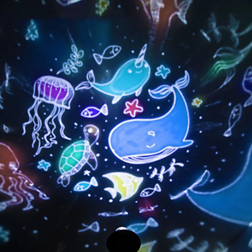 

3 Color Rotating Projector Lamp Night Light Kids Gift Intelligent 6 Pattern Rechargeable LED Night Light Corridor Bathroom