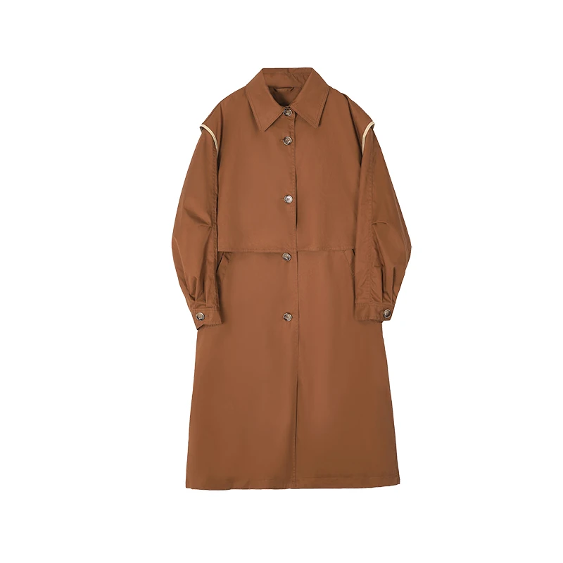 

Autumn plus size ladies windbreaker temperament popular straight loose over the knee long coat