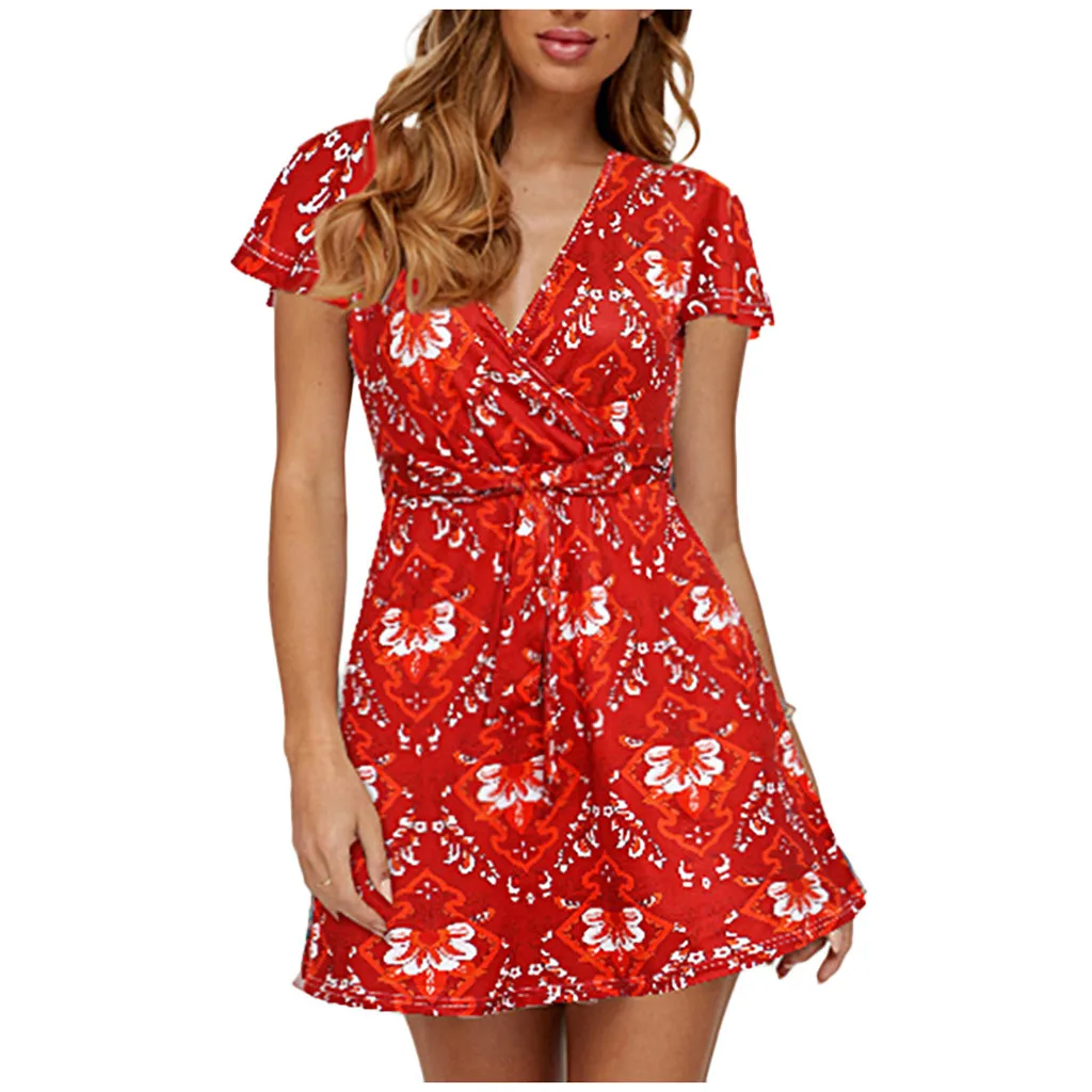 Сексуальное женское богемное платье с цветочным принтом вечерние Клубные платья