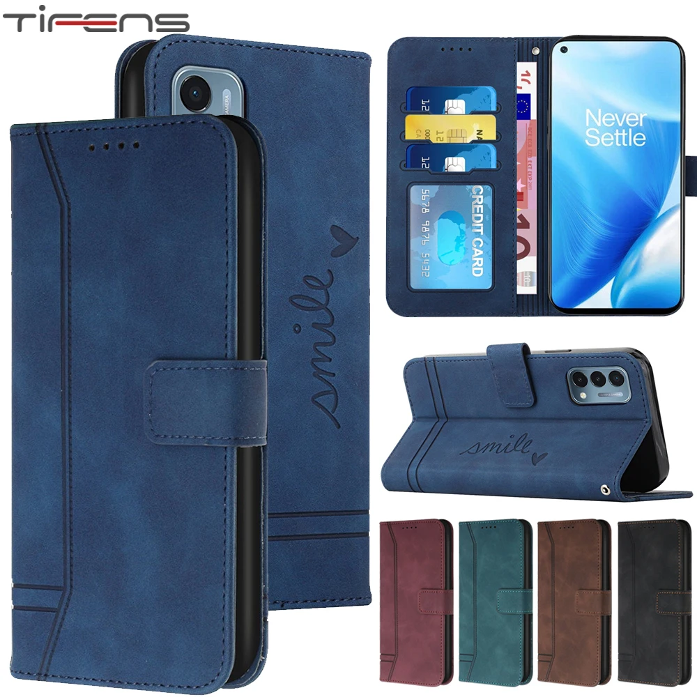 

Flip Wallet Case For Oneplus 10 9 Pro 9R RT Nord CE N200 N20 100 10 2 4G 5G Line Leather Heart Print Card Slots Phone Bags Cover