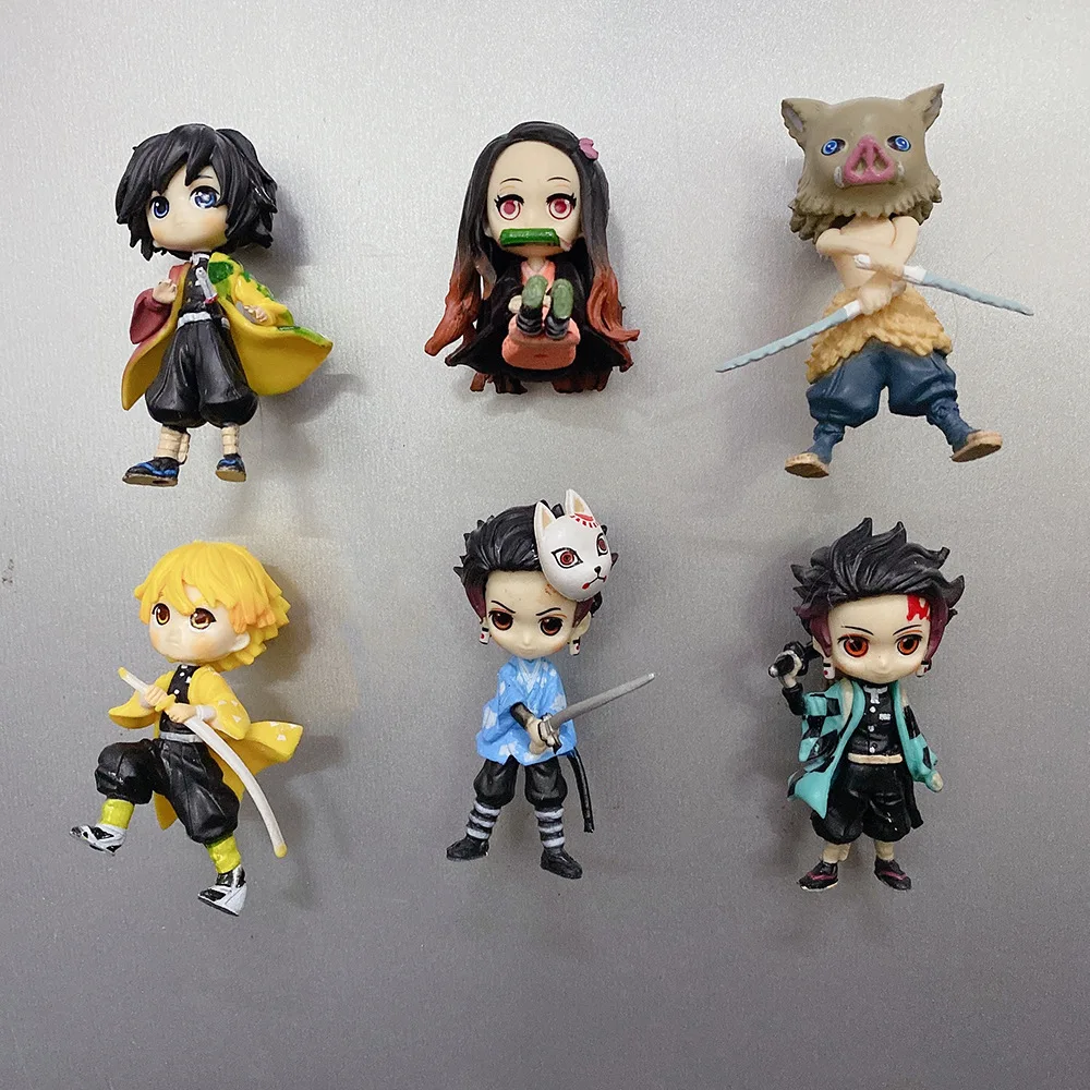 

6pcs Anime Demon Slayer 3D Fridge Magnets Nezuko Tanjirou Giyuu Decorative Refrigerator Locker Kitchen Paster Sticker Home Decor