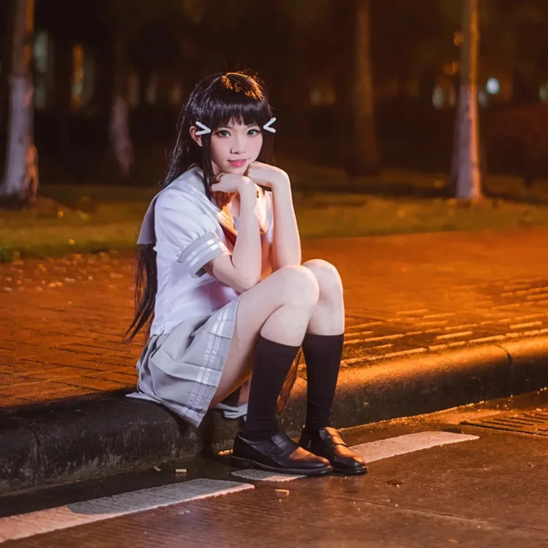 Student JK Uniform Takami Chika Cosplay Costumes School LoveLive Sunshine Aqours Halloween Party Gray Sailor Suit |