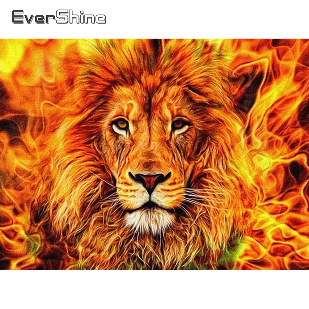 

EverShine 5D DIY Diamond Painting Animal Diamond Embroidery Lion Rhinestones Picture Full Square Mosaic Handmade Hobby