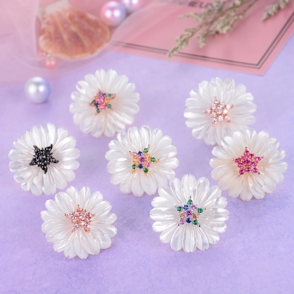 

LARRAURI Hot Fashion Jewelry Cubic Zirconia Engagement Party Wedding Bridal Earrings Elegant Women Girls Blossom Flower Earrings