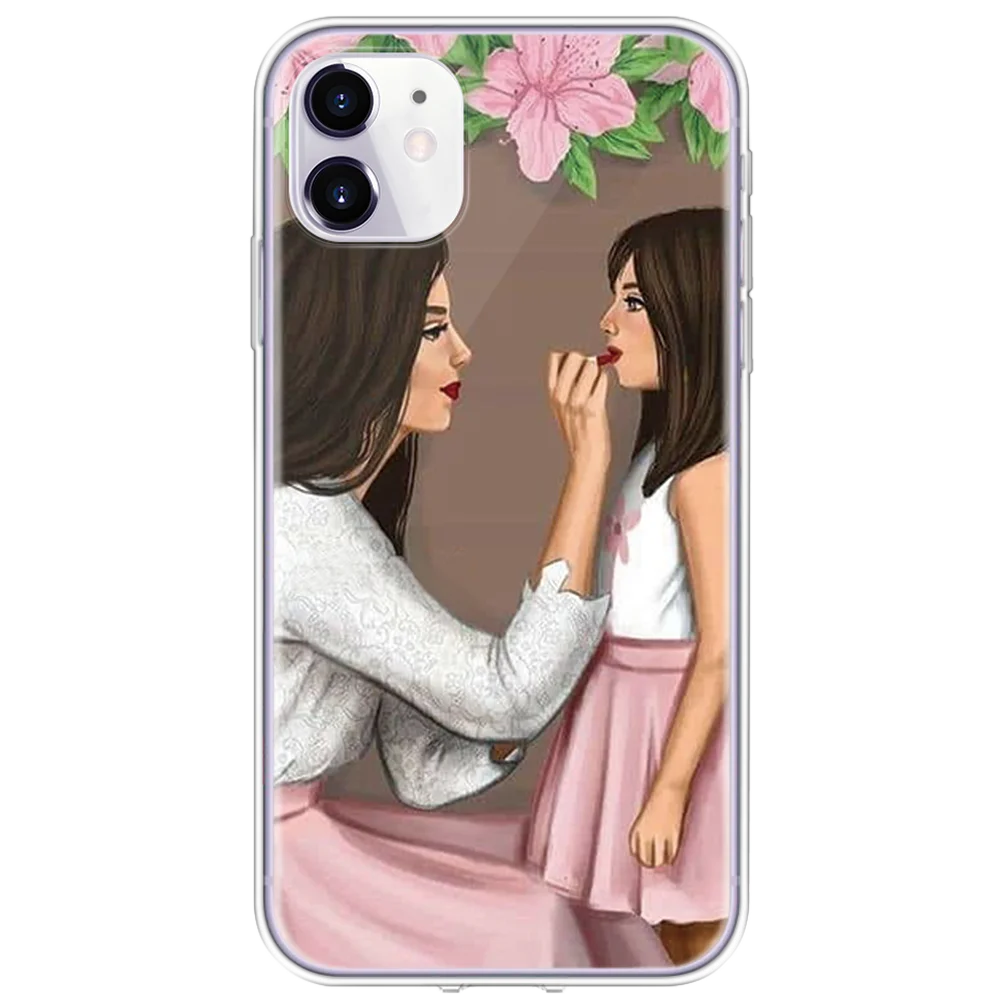 0chz2ren Merry Christmas Черный Коричневый чехол для девочки супер мама для TPU iPhone 11 Pro Max XR XS X XS Max 6 5se 7 8 Plus чехол новогодний чехол - Цвет: 0chz2ren