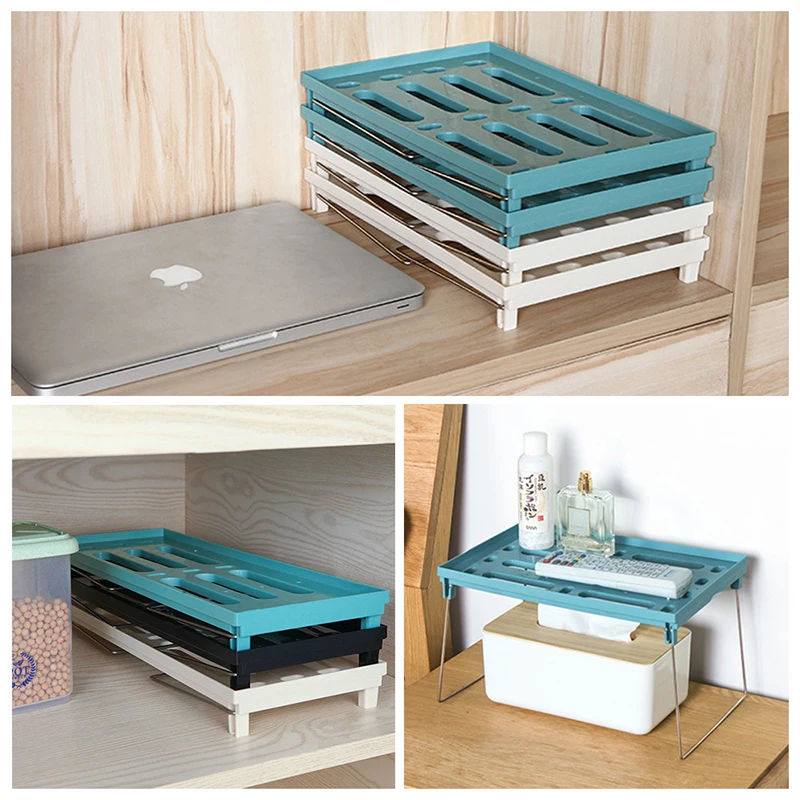 

Foldable Iron Organizer Storage Shelf Rack Cosmetic Desk Space Saving Cabinet Holder Partition Plate Household Compartment Tools