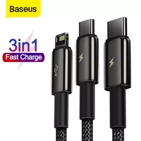 baseus 3 in 1 usb cable for iphone android mobile phone fast charging usb type c micro cable wire cord usb cable for huawei