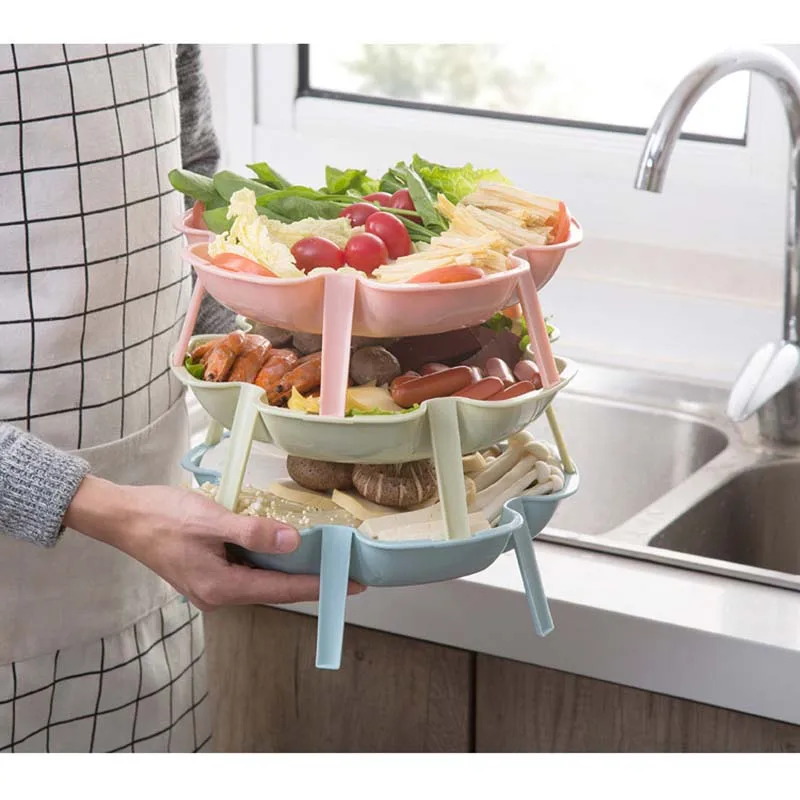 Пластик ленивый Блюдо Фруктов двухслойные коробок для закусок из конфетные