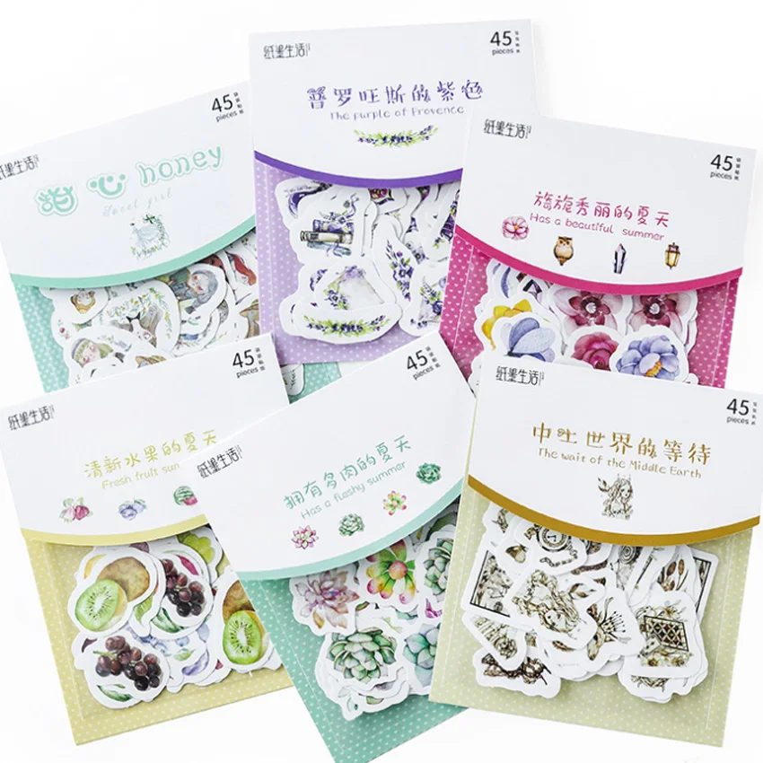 45pcs/pack Little Fairy Series Sticker Japanese Hand Account Decoration DIY Cute Decorative Stickers Gift Product Sealing Label | Дом и сад