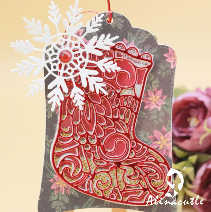 Die Cut Metal Cutting Dies Christmas Sock Scrapbooking Album Papercraft Handmade Card Stencil Cutter Punch Die Alinacutle