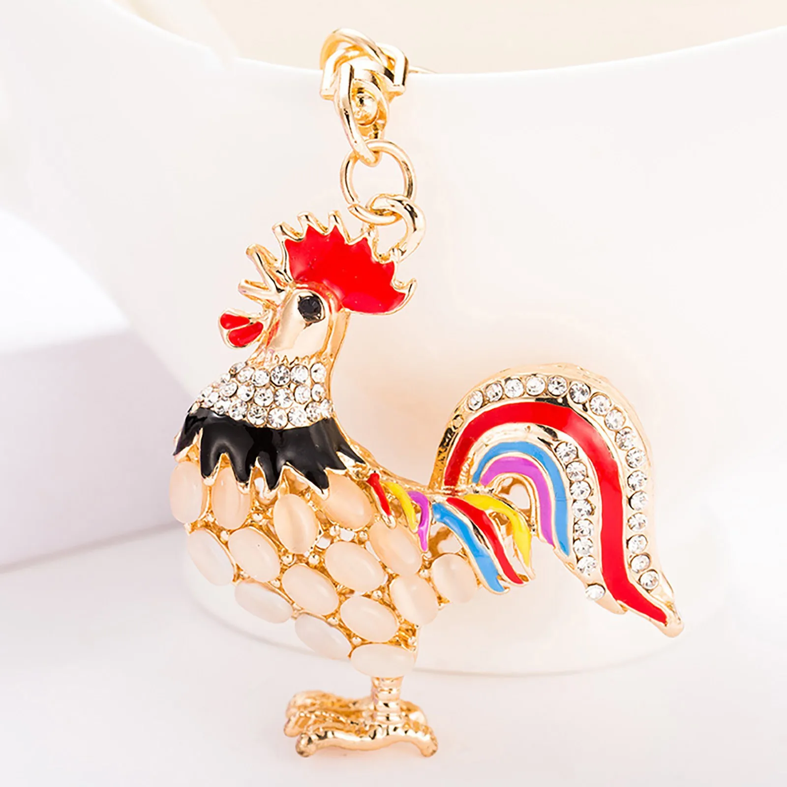 

Креативные брелки с курицей петуха, Хрустальная подвеска в сумку, металлический брелок с кристаллами и стразами, брелки, рождественский под...