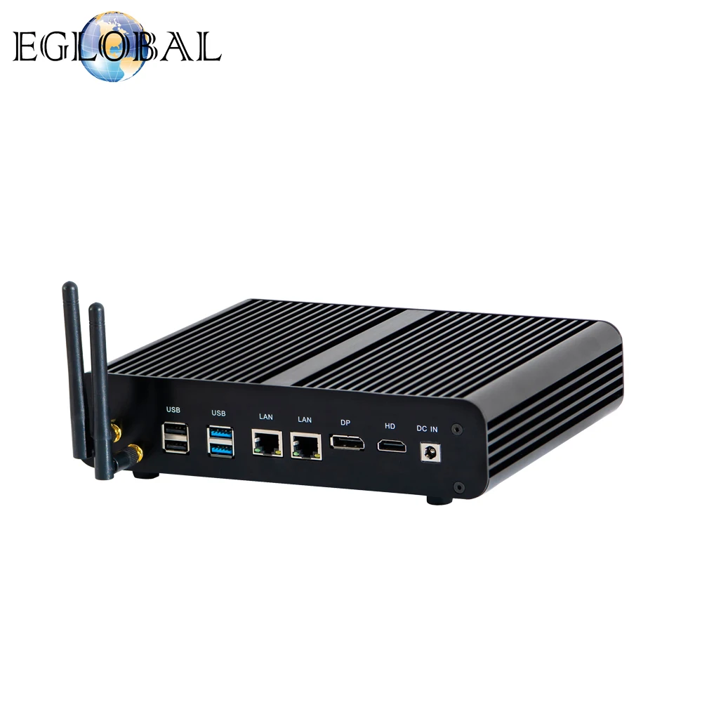 Eglobal Fanless Mini Computer Intel Core i7 7560U DDR4 Windows 10 Pro Desktop PC 2 RJ45 Lan DP HDMI for 4k Display SIM SD Card | Компьютеры