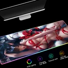 Игровой коврик для мыши Sexy Amine RGB, компьютерный геймерский коврик для мыши, большой игровой резиновый нескользящий коврик для мыши, большой ПК, ноутбука, клавиатуры