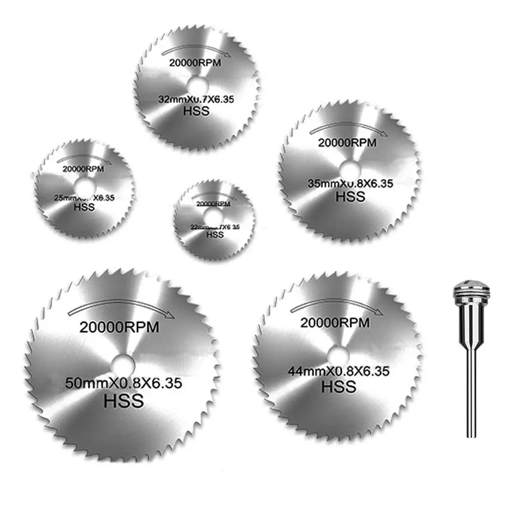 

7Pcs High Speed Steel Metal Circular Saw Disc Wheel Blades Shank Mini HSS Saw Blades with Mandrels Drill Warehouse Rotary Wood