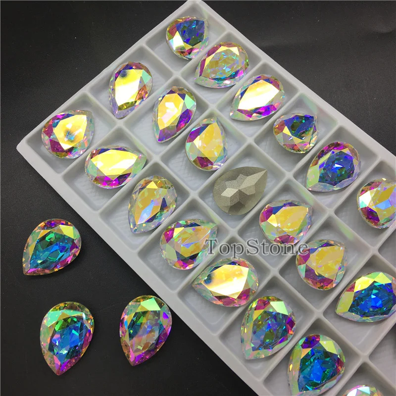 Drop 20x30mm 12pcs TopStone K9 стекло кристалл AB с лошадью из стразов Глаз падение Круглый Rivoli Прямоугольник Pointback Необычные изготовление каменных ювелирных изделий - Цвет: Drop 20x30mm 12pcs
