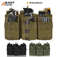 tactical molle triple magazine pouch double layer mag pouches universal cartridge holder for m4 m14 m16 ak ar