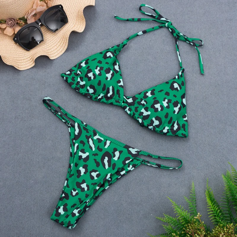 Соблазнительное бикини 2020 новый купальник с принтом и пуш ап Женский Танга микро