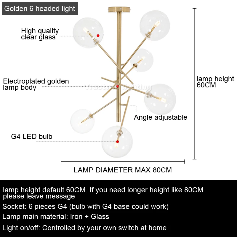 

New European rotatable golden iron glass LED chandelier light dimmable kitchen dinning living room stair LED chandelier light