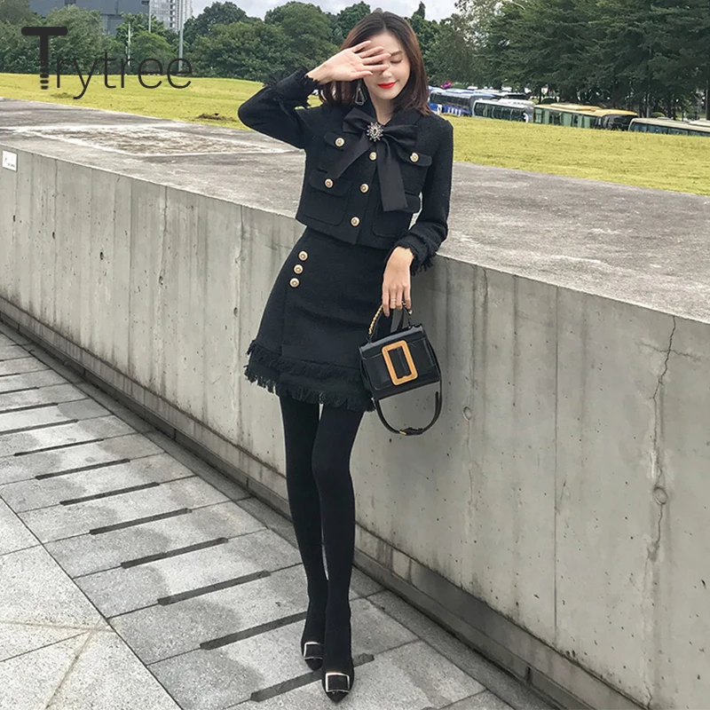 Осенне-зимний комплект из двух предметов Trytree повседневный с отложным воротником