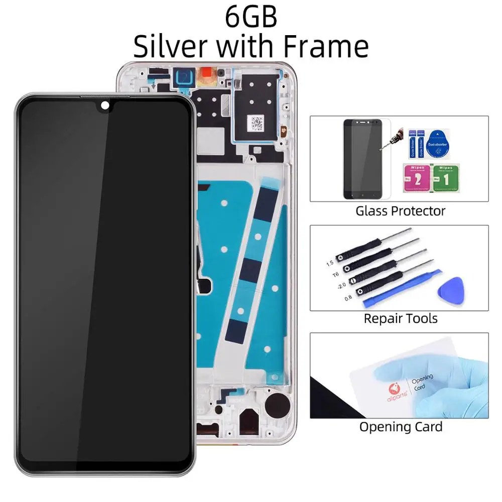 Дисплей для HUAWEI P30 Lite ЖК-дисплей Дисплей Сенсорный экран дигитайзер в сборе с рамкой для HUAWEI Nove/4e Запчасти для дисплея - Цвет: 6G Silver with Frame