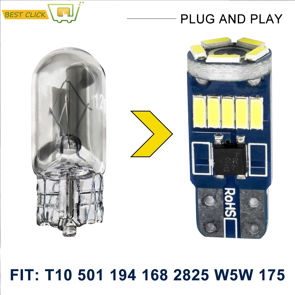 Автомобильные светодиодные лампы Xukey T10 без ошибок 501 168 194 W5W цвет белый |