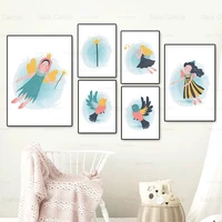 fantasy fairy canvas painting nursery poster magic wand bird wallpaper childlike for kids room decoration print picture craft