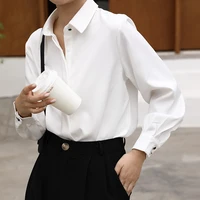 cgc za women blouses office lady shirt 2022 casual single breasted loose top female turndown collar office work blouse women