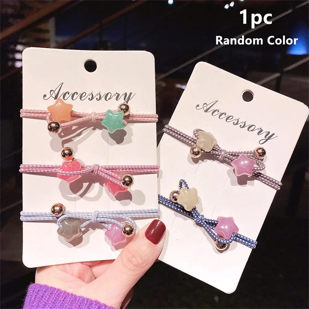 

Элегантные аксессуары для волос, Женская высокоэластичная резинка для волос для девочек, кольцо для волос со звездой, карамельного цвета