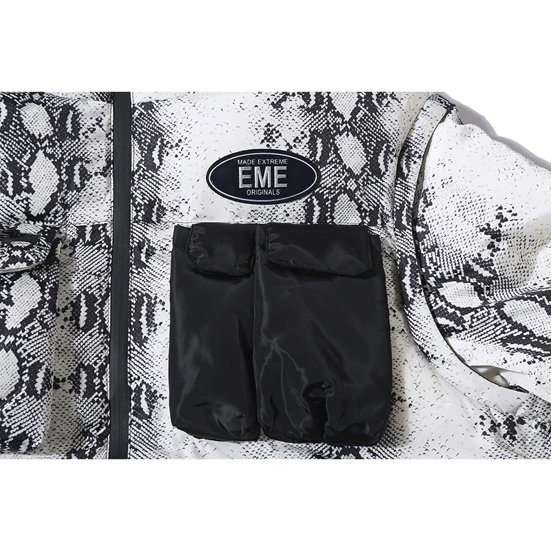 Мужская зимняя парка с капюшоном и принтом змеиной кожи | одежда