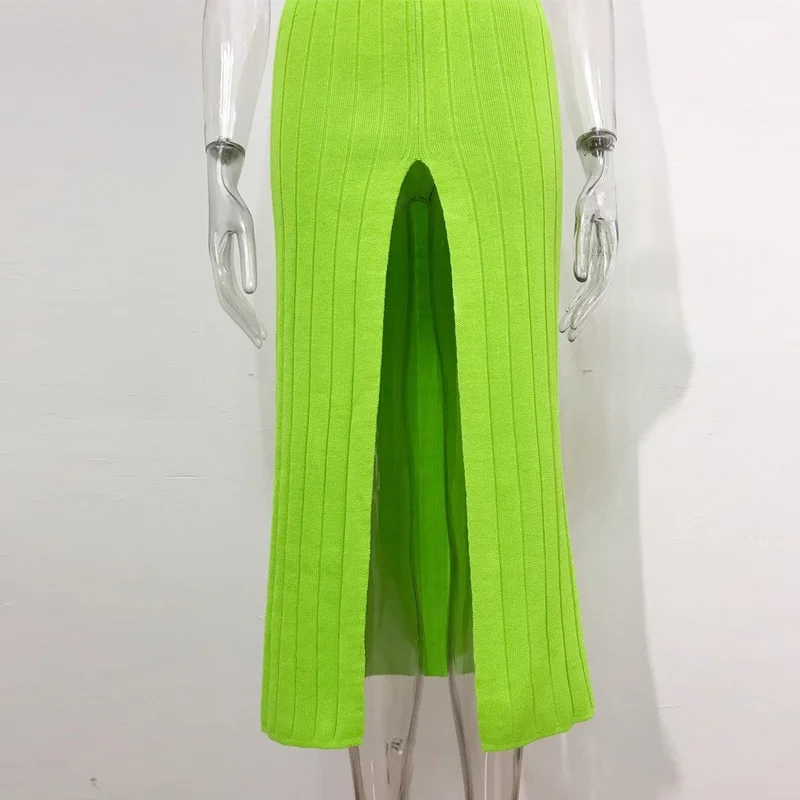 Женская трикотажная юбка-карандаш неоновая розовая облегающая офисная юбка