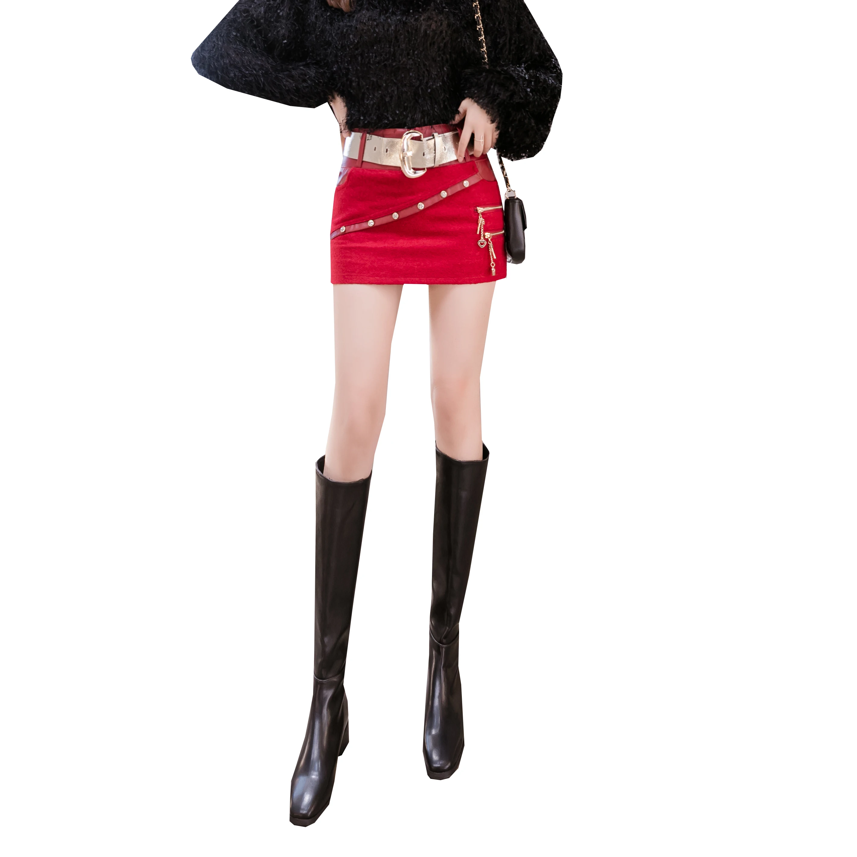 

2020 New Women Fashion Korean Slim PU Leather Skirt Bag Hip Skirt DQ866